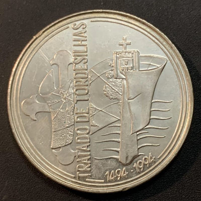 紫瑗钱币—微拍第45期  - 葡萄牙 1994年 托尔德西利亚条约500周年 1000埃斯库多  28克 0.5银