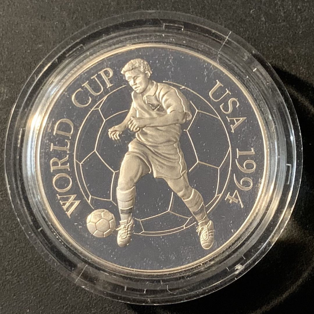 紫瑗钱币—微拍第45期  牙买加 1994年 94美国世界杯 25元 28.28克 0.925银 精制