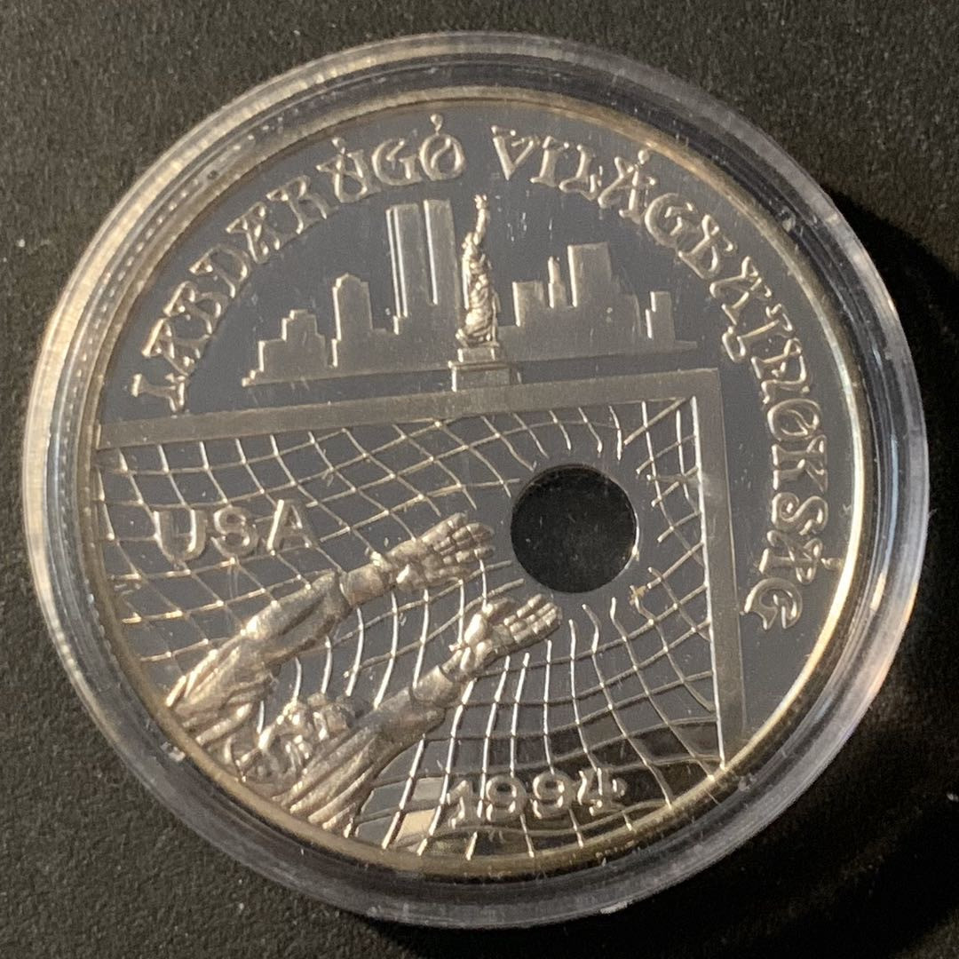 紫瑗钱币—微拍第45期  匈牙利 1993年 94美国世界杯 1000福林 31.46克 0.925银 精制