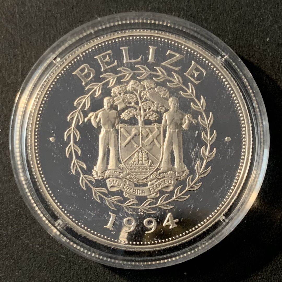 紫瑗钱币—微拍第45期  伯利兹 1994年 94美国世界杯 10元 28.28克 0.925银 精制
