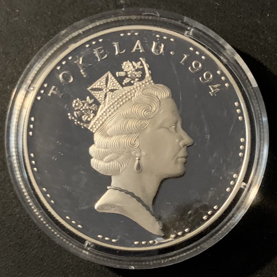 紫瑗钱币—微拍第45期  托克劳 1994年 94美国世界杯 5塔拉 31.47克 0.925银 精制