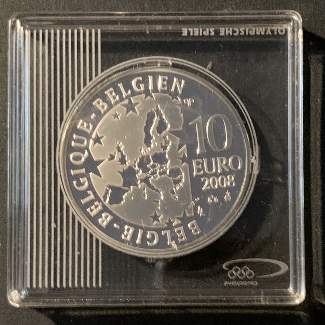 紫瑗钱币—微拍第45期  比利时 2008年 08北京奥运会 10欧元 18.75克 0.925银 精制