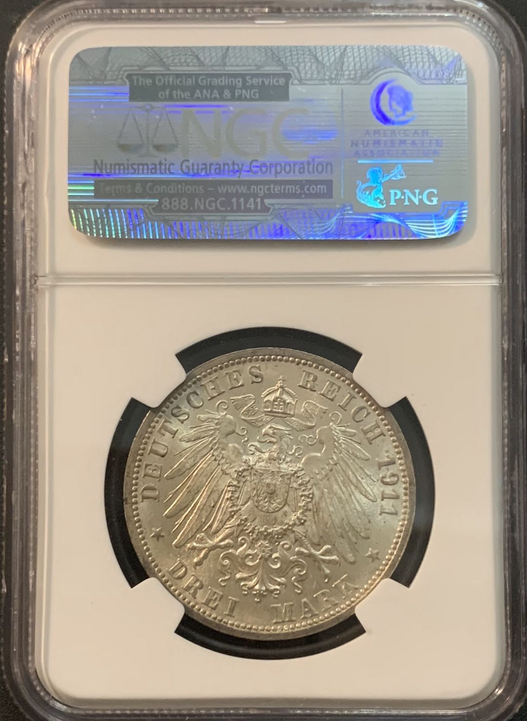 紫瑗钱币—微拍第45期  德国 符腾堡 1911年 银婚 3马克 NGC MS64