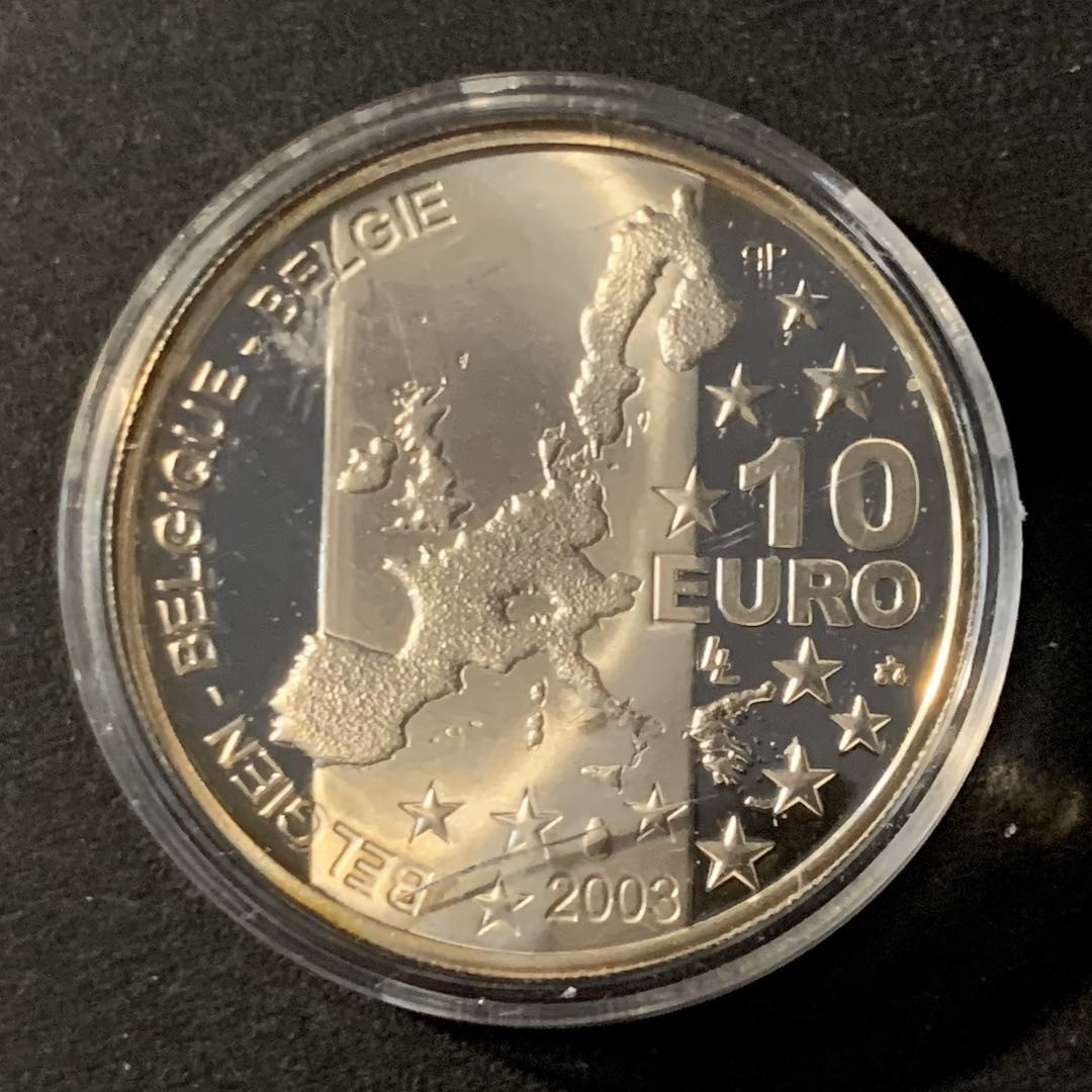 紫瑗钱币—微拍第45期  比利时 2003年  西蒙尼 10欧元 18.9克 0.925银 精制