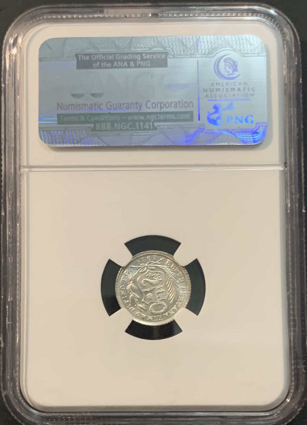 紫瑗钱币—微拍第45期  秘鲁 1916年 坐人 1/2D NGC MS66