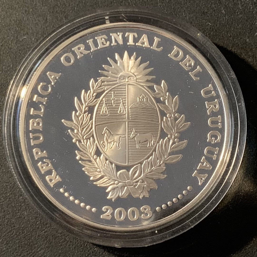 紫瑗钱币—微拍第45期  乌拉圭 2003年 06德国世界杯 1000比索 27克 0.925银 精制