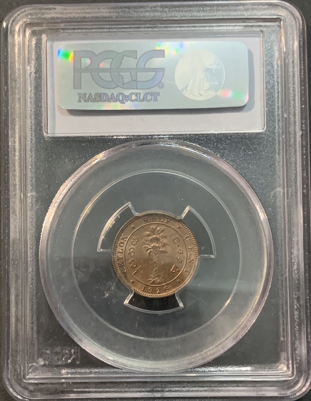 紫瑗钱币—微拍第45期  锡兰 1926年 乔治五世 1/2分 PCGS MS64 RB