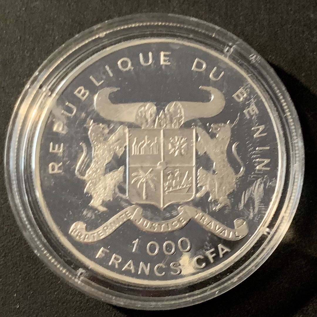 紫瑗钱币—微拍第45期  贝宁 1992年 94美国世界杯 1000法郎 20克 0.999银 精制