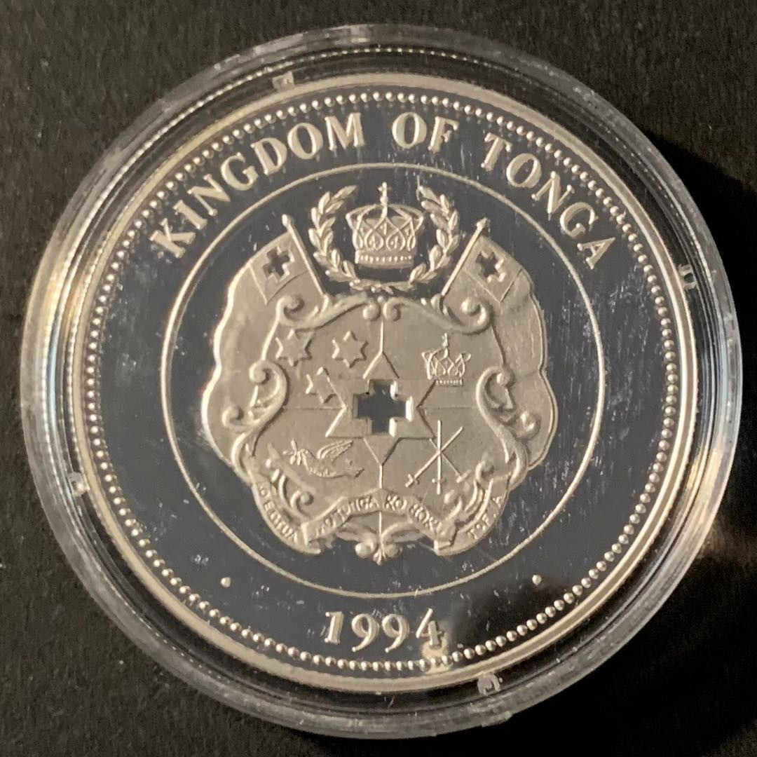 紫瑗钱币—微拍第45期  汤加 1994年 94美国世界杯 1潘加 31.47克 0.925银 精制