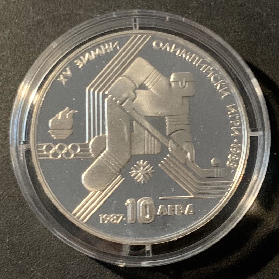 紫瑗钱币—微拍第46期  保加利亚 1987年 卡尔加里冬奥会 10列弗 18.75克 0.64银 精制