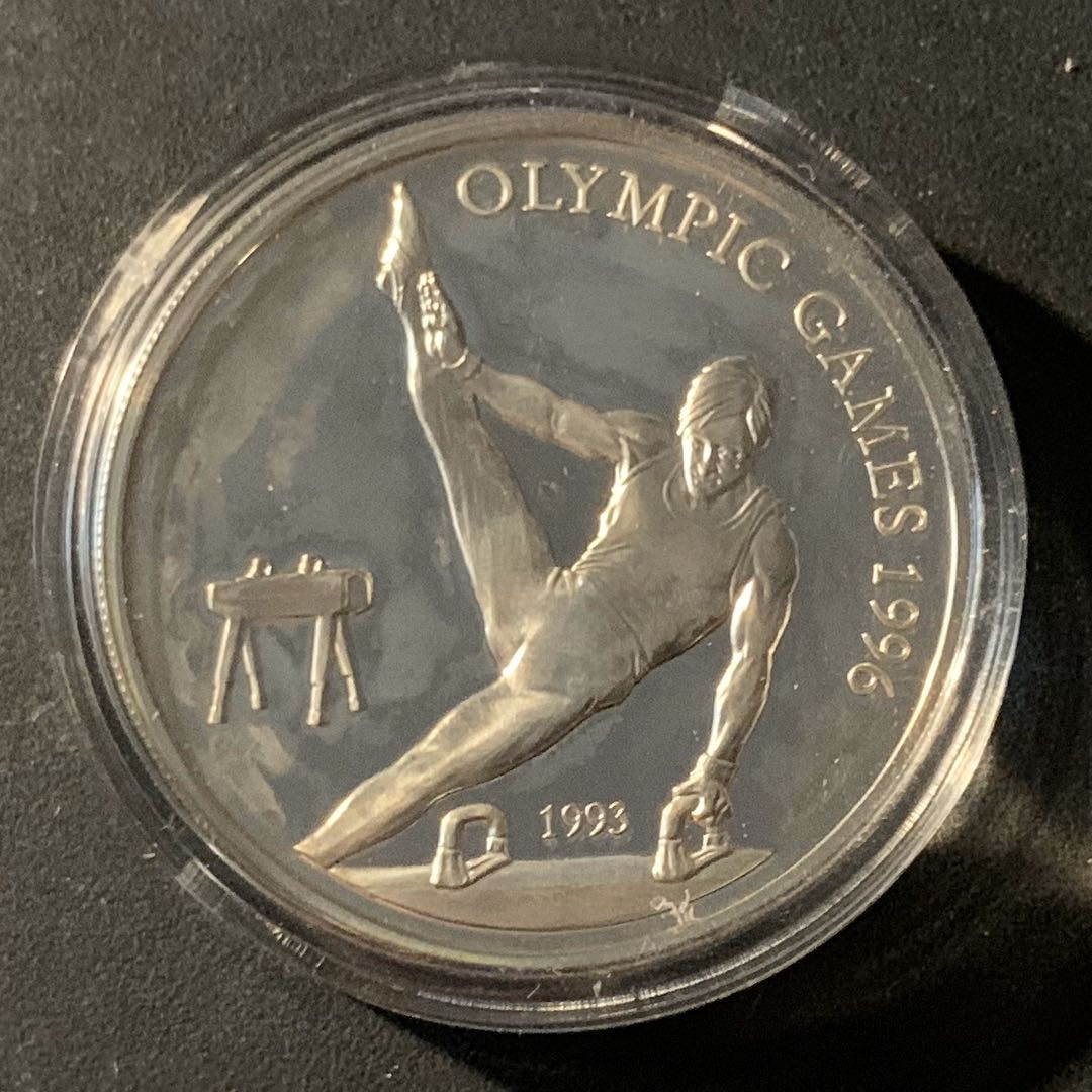紫瑗钱币—微拍第46期  萨摩亚 1993年 亚特兰大奥运会 鞍马 10元 31.47克 0.925银 精制