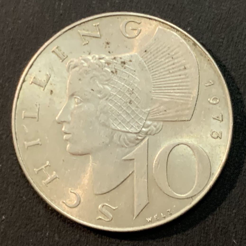 紫瑗钱币—微拍第46期  奥地利 1973年 流通 10先令 7.5克 0.64银 UNC