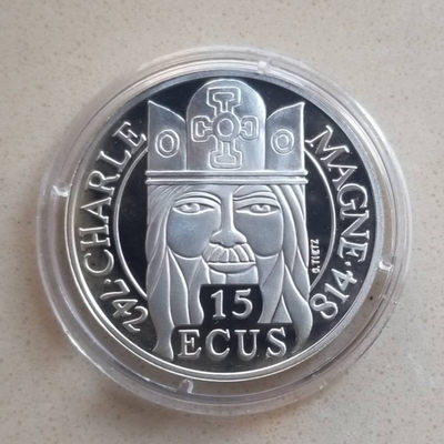 【随心拍&GetCoins】现代钱币拍卖第四十六期 【克劳斯获奖币】法国1990年查理曼大帝纪念银币获奖币