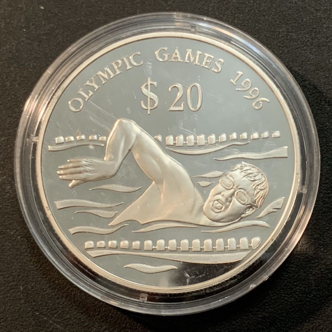 紫瑗钱币—微拍第46期  图瓦卢 1994年 96亚特兰大奥运会 20元 31.47克 0.925银 精制