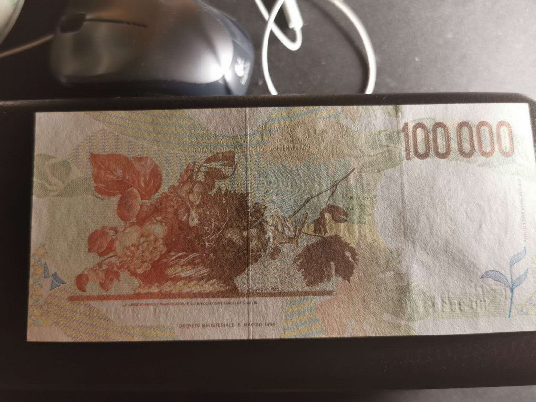 【鲸贝乐淘】千字文·第“知过必改”号拍卖 【意大利🇮🇹】1994年100000里拉，全新全品UNC 