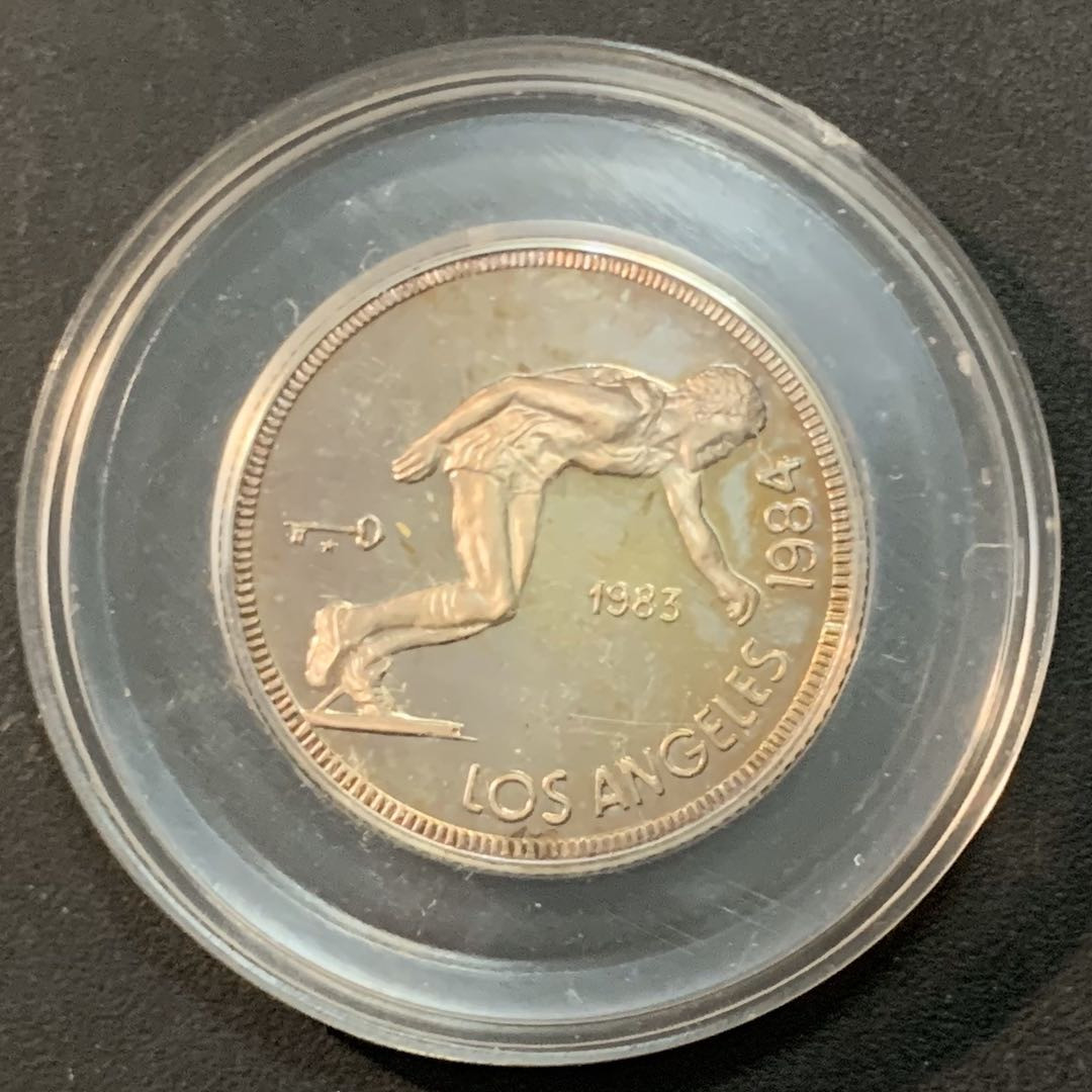 紫瑗钱币—微拍第46期  古巴 1983年 洛杉矶奥运会 短跑 5比索 12克 0.999银 精制