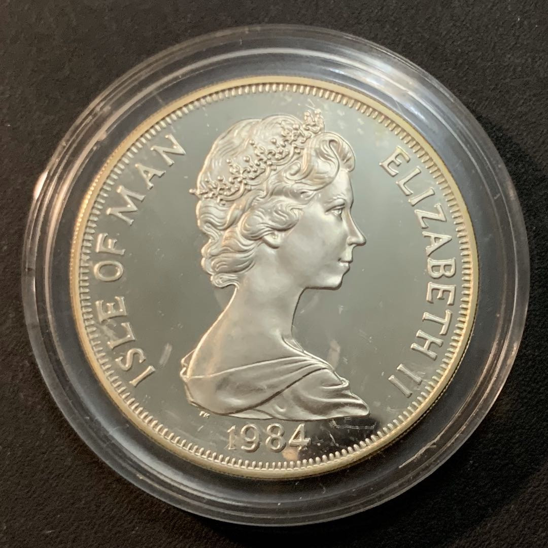 紫瑗钱币—微拍第46期  马恩岛 1984年 洛杉矶奥运会 马术 1克朗 28.28克 0.925银 精制