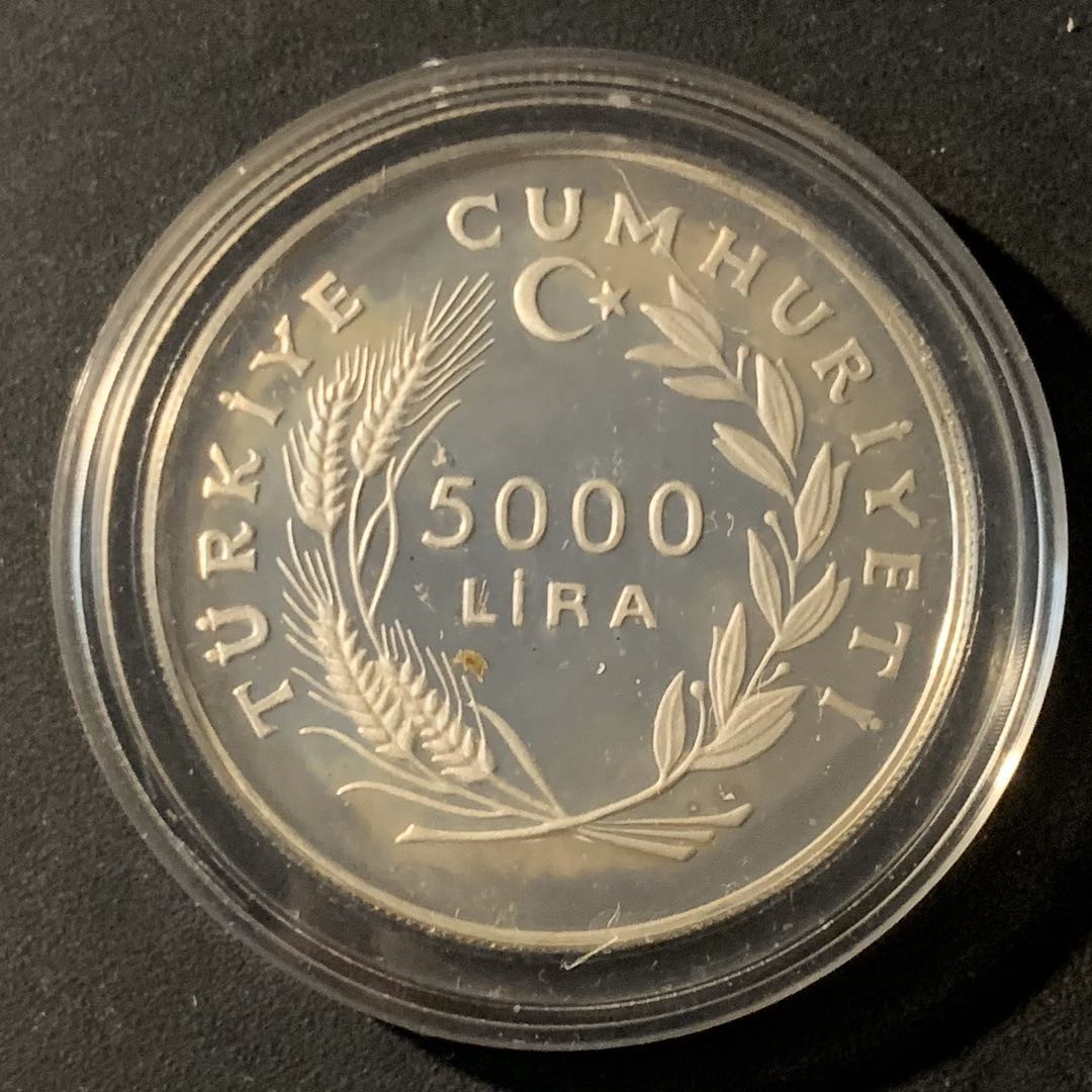 紫瑗钱币—微拍第46期  土耳其 1984年 萨拉热窝冬奥会 5000里拉 23.33克 0.925银 精制