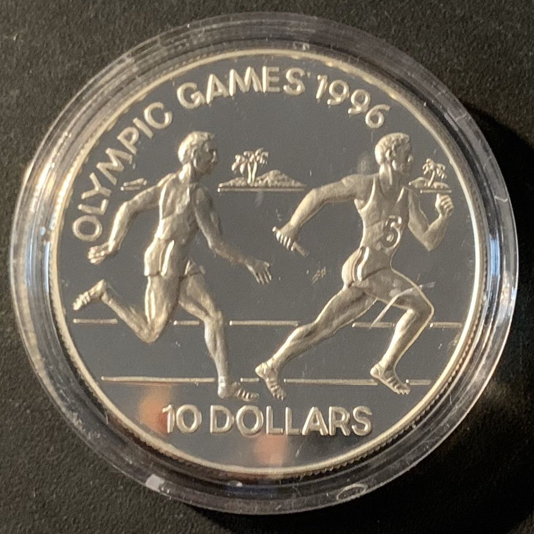 紫瑗钱币—微拍第46期  所罗门群岛 1994年 亚特兰特奥运会  接力跑  28.28克 0.925银 精制