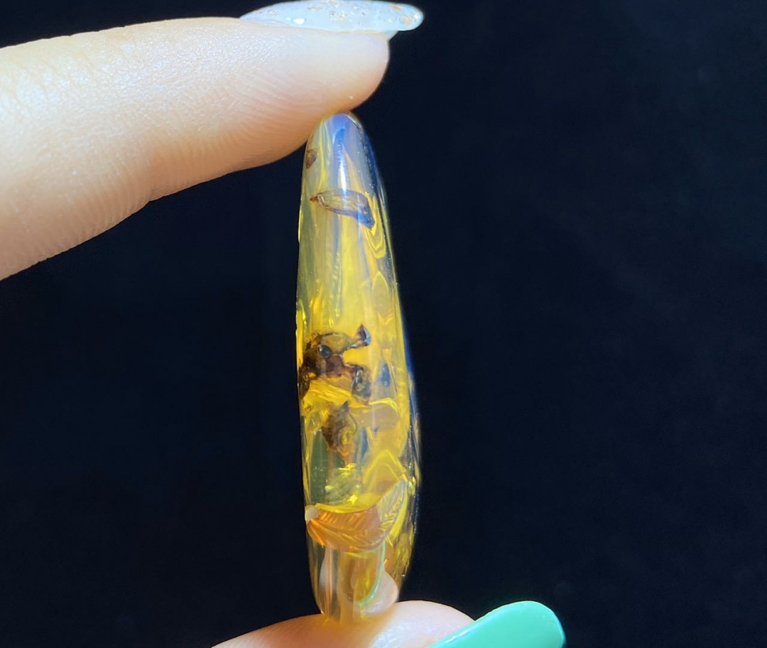 多米尼加蓝珀拍卖 缅甸琥珀阴雕吊坠