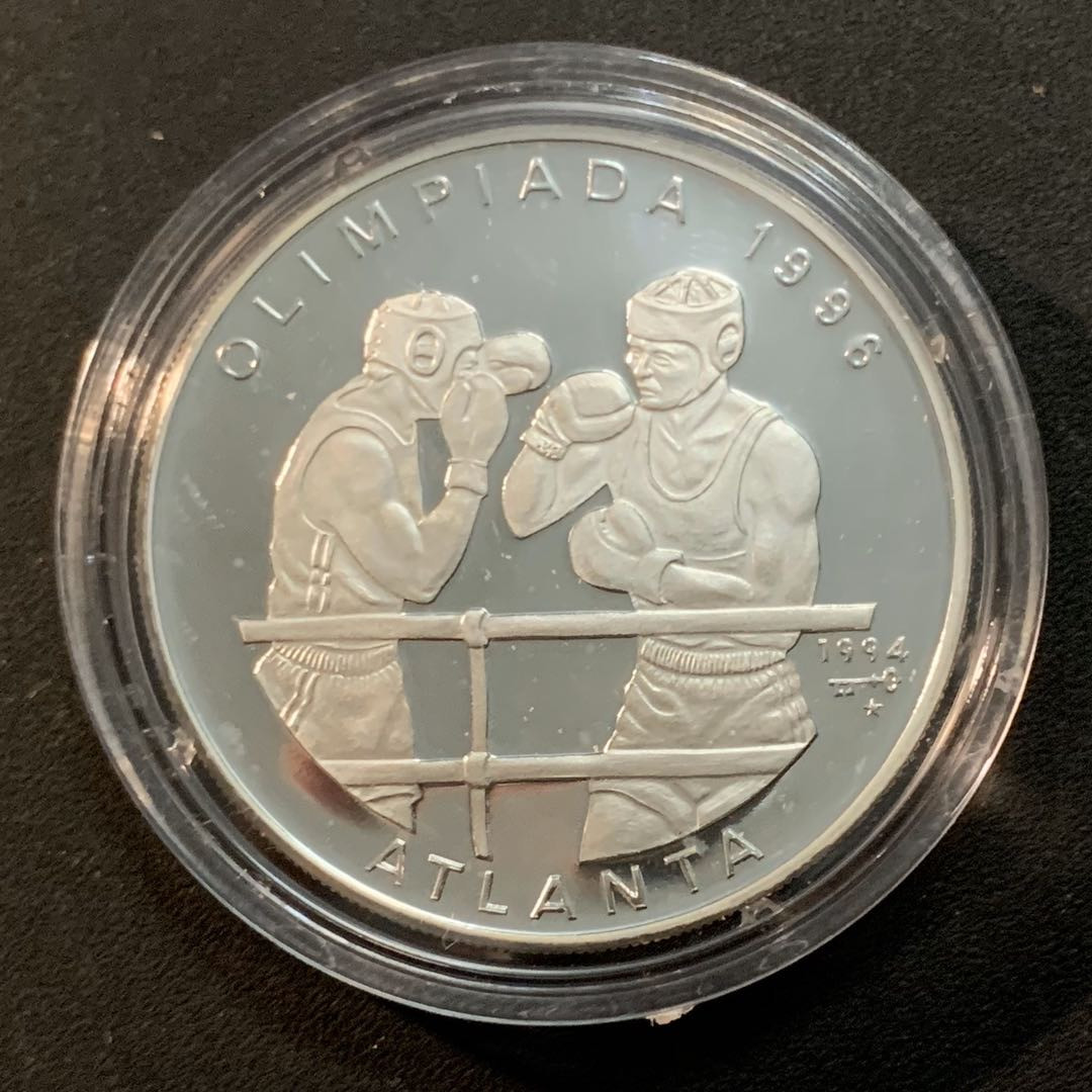 紫瑗钱币—微拍第46期  古巴 1994年 96亚特兰大奥运会 10比索 20克 0.999银 精制