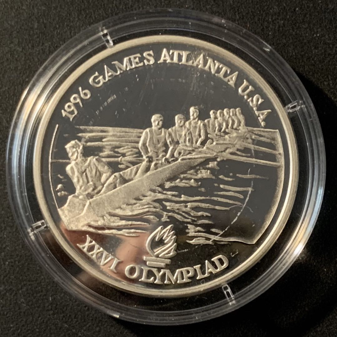 紫瑗钱币—微拍第46期  罗马尼亚 1996年 亚特兰大奥运会 赛艇 100列伊 27克 0.925银 精制