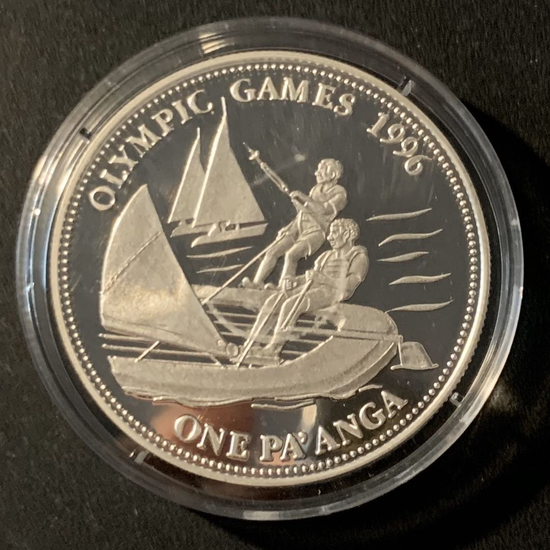 紫瑗钱币—微拍第46期  汤加 1992年 亚特兰大奥运会 帆船 1潘加 31.47克 0.925银 精制