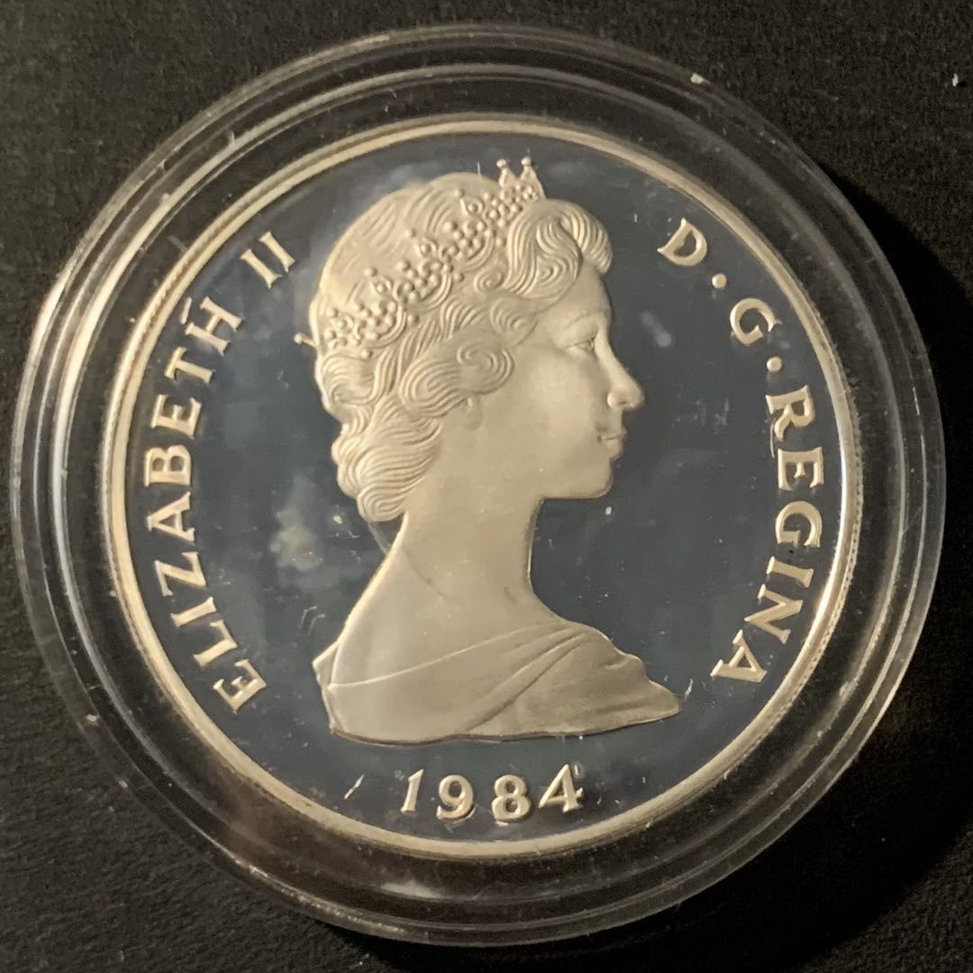 紫瑗钱币—微拍第46期  特克斯与凯恩斯 1984年 洛杉矶奥运会 标枪 10克朗  23.38克 0.925银 精制