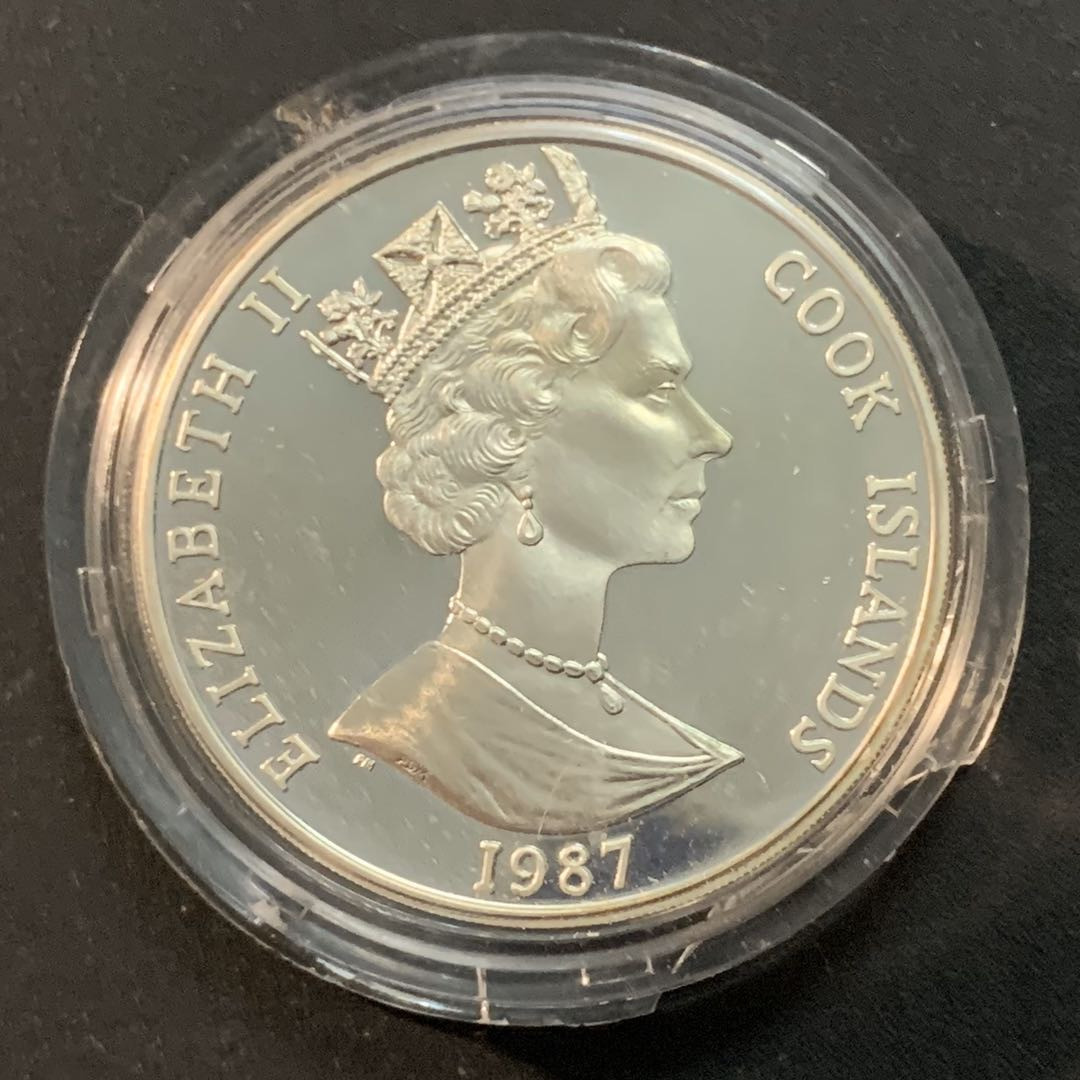 紫瑗钱币—微拍第46期  库克群岛 1987年 汉城奥运会 火炬 50元 28.28克 0.925银 精制