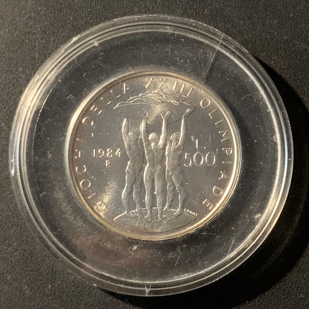 紫瑗钱币—微拍第46期  意大利 1984年 洛杉矶奥运会 500里拉 11克 0.835银