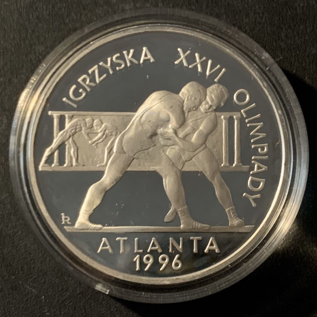 紫瑗钱币—微拍第46期  波兰 1995年 亚特兰大奥运会 摔跤 20兹罗提 31.1克 0.925银 精制