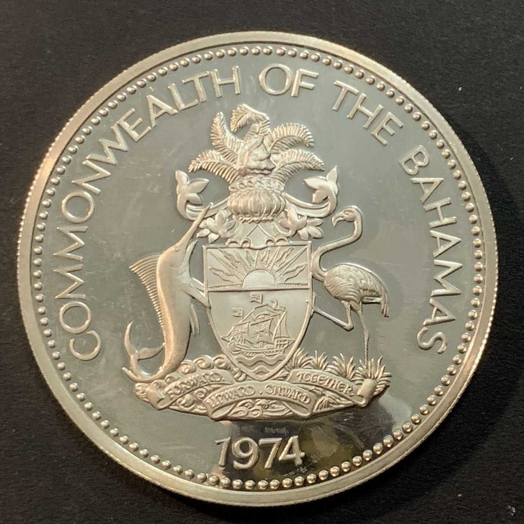 紫瑗钱币—微拍第46期  巴哈马 1974年 独立1周年 10元 50.42克 0.925银 精制
