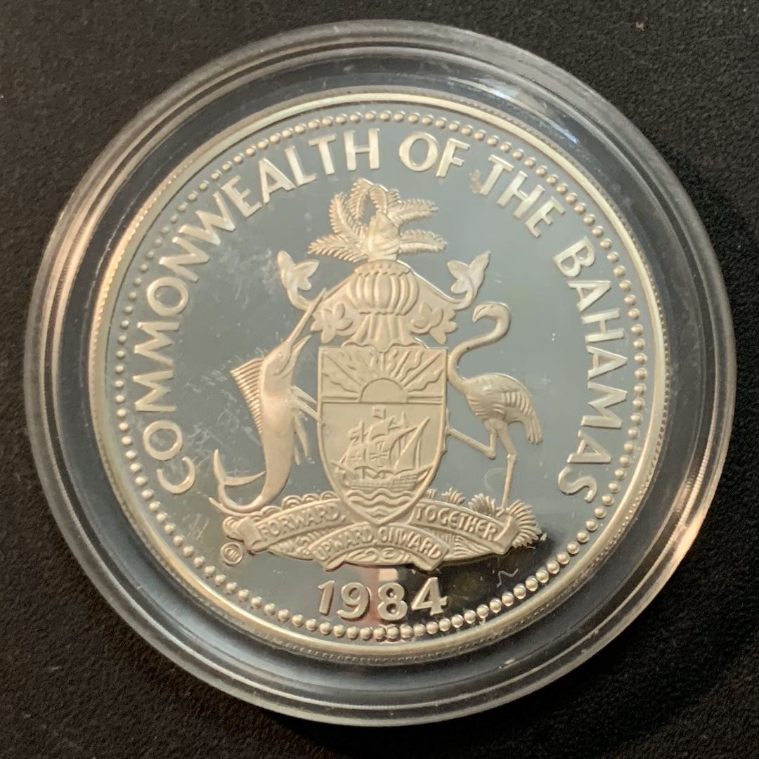 紫瑗钱币—微拍第46期  巴哈马 1984年 洛杉矶奥运会 短跑10元 23.33克 0.925银 精制