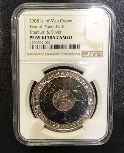 【随心拍&GetCoins】现代钱币拍卖第四十六期 【克劳斯获奖币】2008年纪念国际地球年-1克朗四色银钛双金属纪念银币NGC69