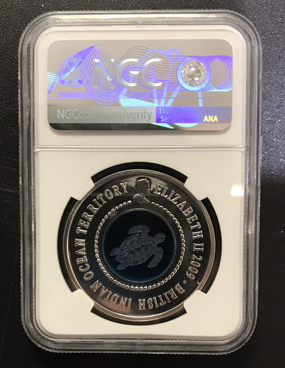 【随心拍&GetCoins】现代钱币拍卖第四十六期 【双获奖币】英属印度洋领地2009年海龟水晶镶嵌银币NGC70