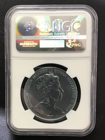 【随心拍&GetCoins】现代钱币拍卖第四十六期 维尔京群岛2005年倒天鹅150周年绿色钛币NGC70分