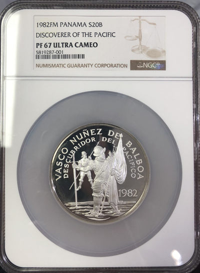 【随心拍&GetCoins】现代钱币拍卖第四十六期 【克劳斯获奖币】巴拿马1982年20巴波亚银币