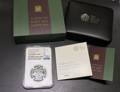 【随心拍&GetCoins】现代钱币拍卖第四十六期 英国2020年脱欧50便士多边形精制纪念银币NGC69首期蓝标
