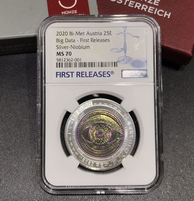 【随心拍&GetCoins】现代钱币拍卖第四十六期 奥地利2020年银铌双金属系列大数据25欧纪念银币NGC70首期蓝标