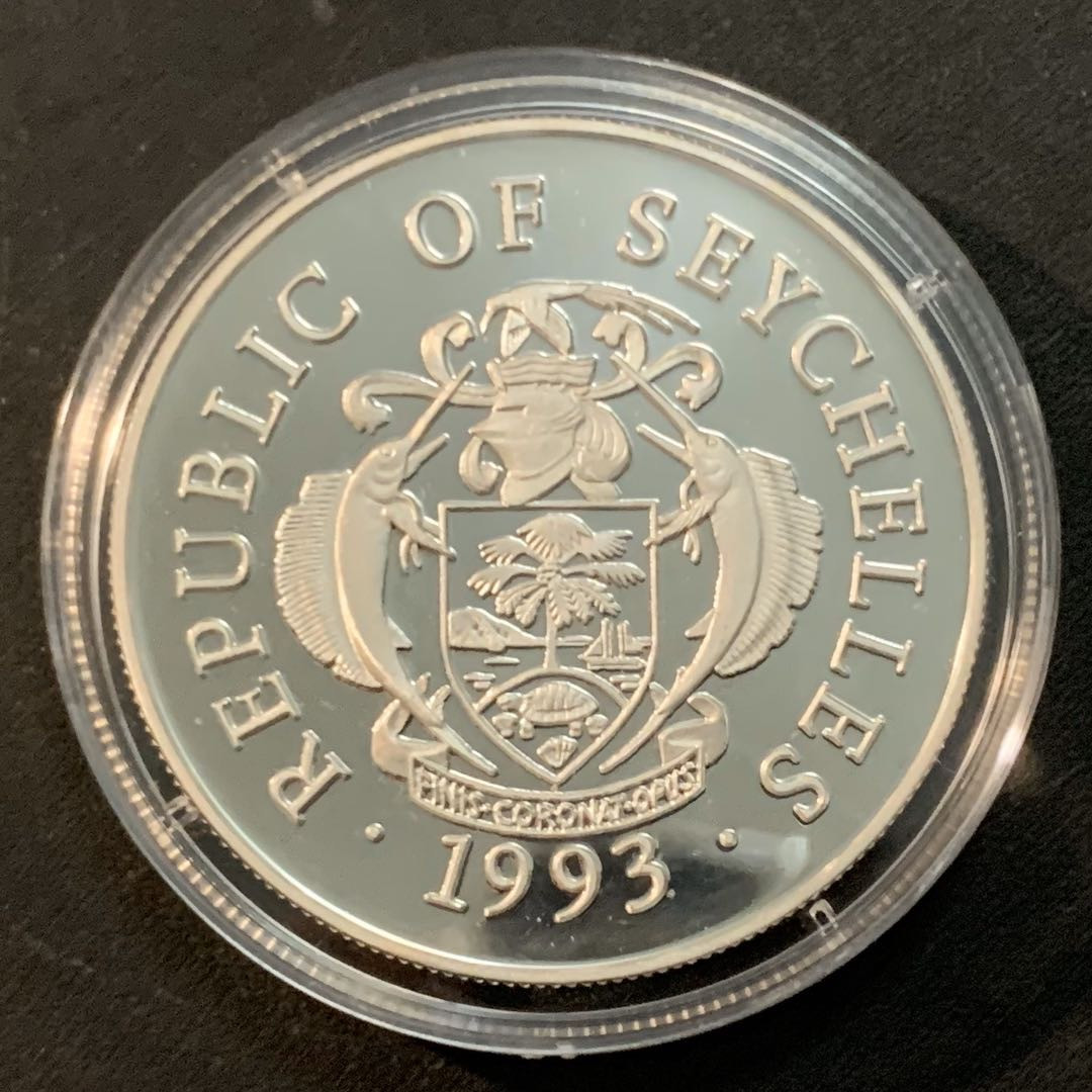 紫瑗钱币—微拍第47期  塞舌尔 1993年 92巴塞罗那奥运会 平衡木 25卢比 31.46克 0.925银 精制