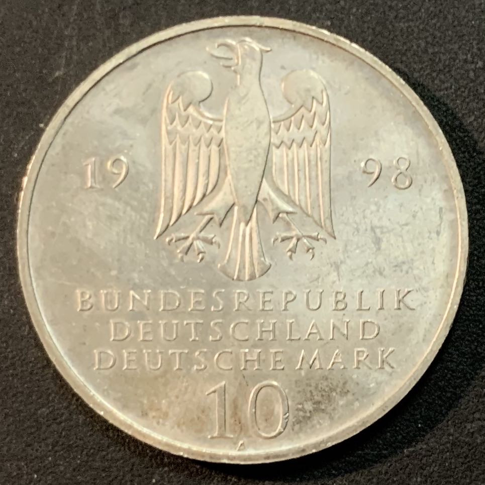 紫瑗钱币—微拍第47期  德国 1998年 A厂 弗朗克慈善会300周年 10马克 15.5克 0.925银