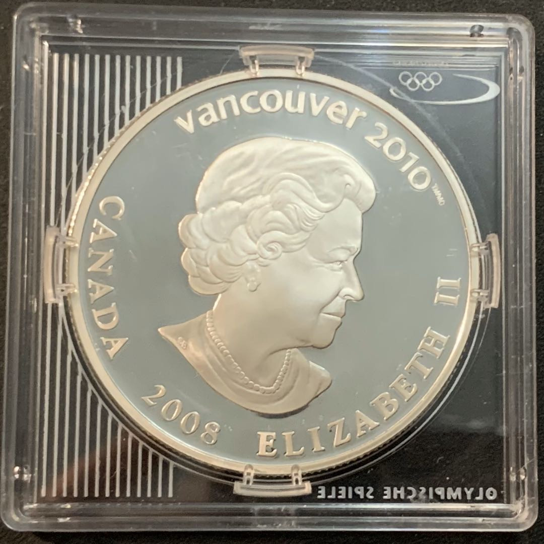 紫瑗钱币—微拍第47期  加拿大 2008年 10温哥华冬奥会  高台滑雪 25元 幻彩银币 27.78克 0.925银 精制