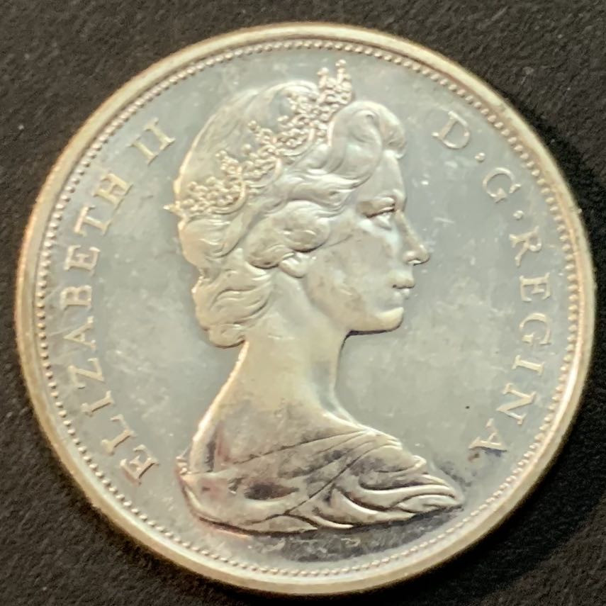 紫瑗钱币—微拍第47期  加拿大 1965年  伊丽莎白二世 50分 11.67克 0.8银