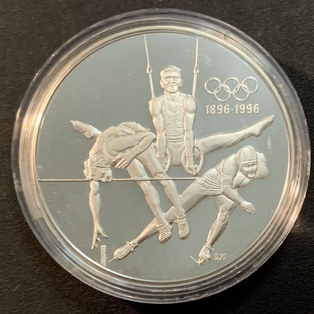 紫瑗钱币—微拍第47期  加拿大 1992年 96亚特兰大奥运会 吊环 15元 33.7克 0925银 精制 