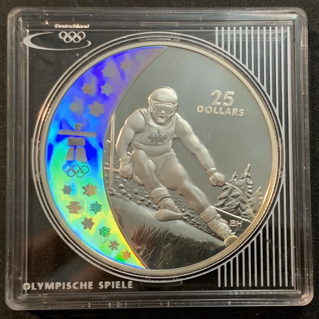 紫瑗钱币—微拍第47期  加拿大 2007年 10温哥华冬奥会 越野滑雪 25元 幻彩银币 27.78克 0.925银 精制
