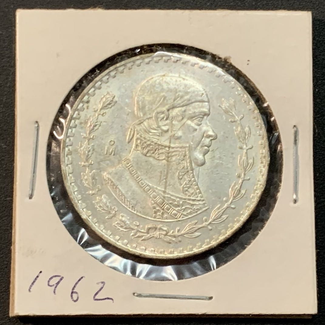 紫瑗钱币—微拍第47期  墨西哥 1962年 人物 1比索 银币 