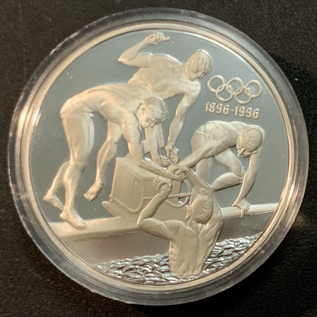 紫瑗钱币—微拍第47期  澳大利亚 1993年 奥运百年 游泳 20元 33.62克 0.925银 精制