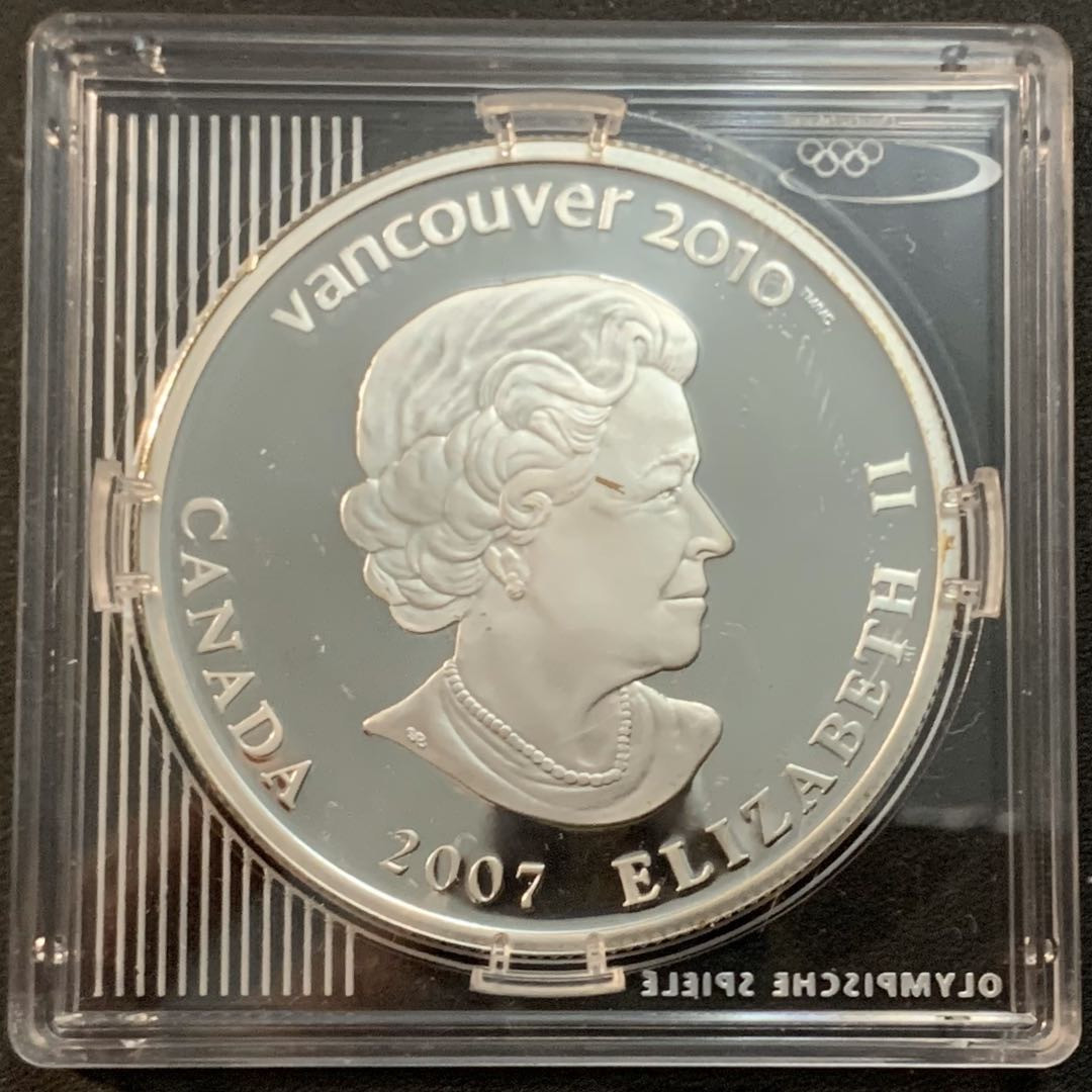 紫瑗钱币—微拍第47期  加拿大 2007年 10温哥华冬奥会 冰球 25元 幻彩银币 27.78克 0.925银 精制