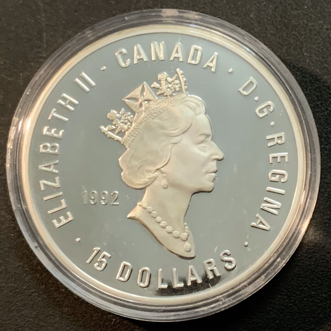 紫瑗钱币—微拍第47期  加拿大 1992年 奥运百年纪念 15元 33.7克 0.925银 精制 