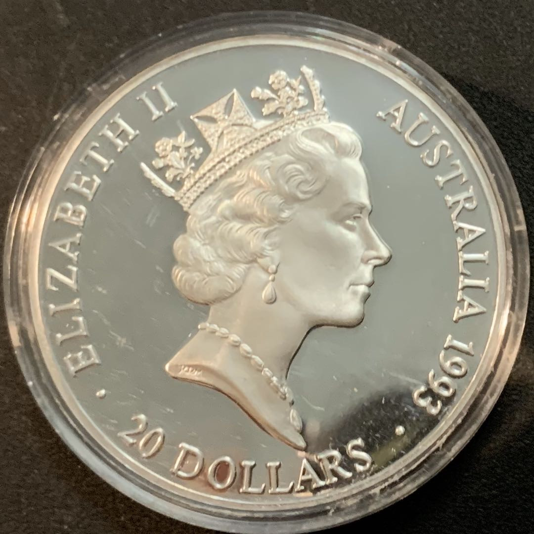 紫瑗钱币—微拍第47期  澳大利亚 1993年 奥运百年 领奖台 20元 33.62克 0.925银 精制